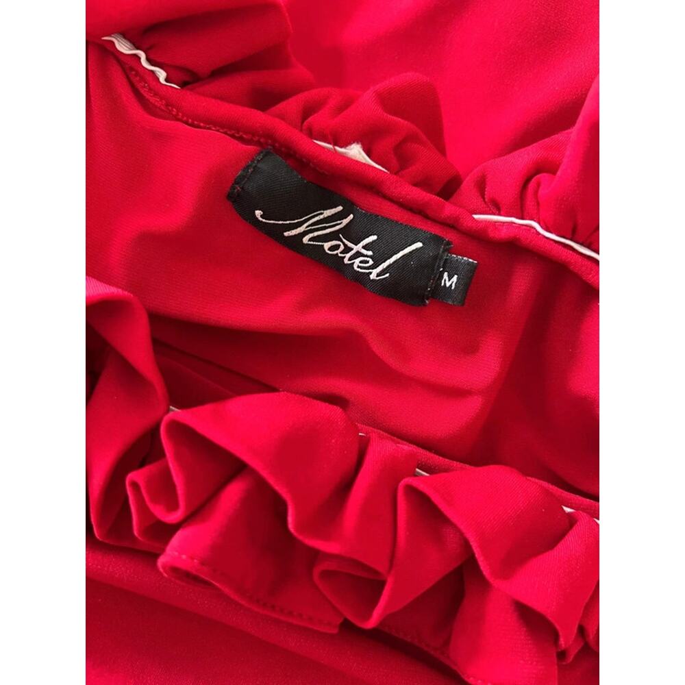 Motel Rocks Red Ruffle Mini Dress Size Medium - Picture 5 of 7